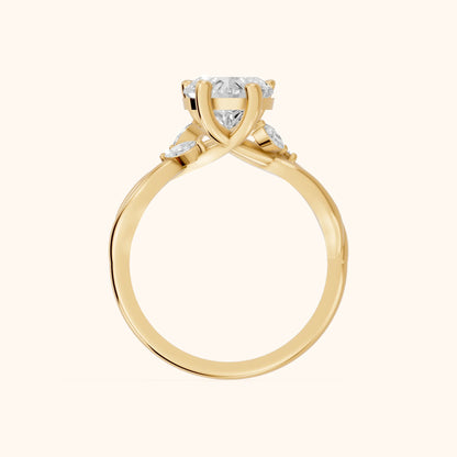 Luna Glow Twisted Heart Diamond Engagement Ring in Yellow Gold - FingerView