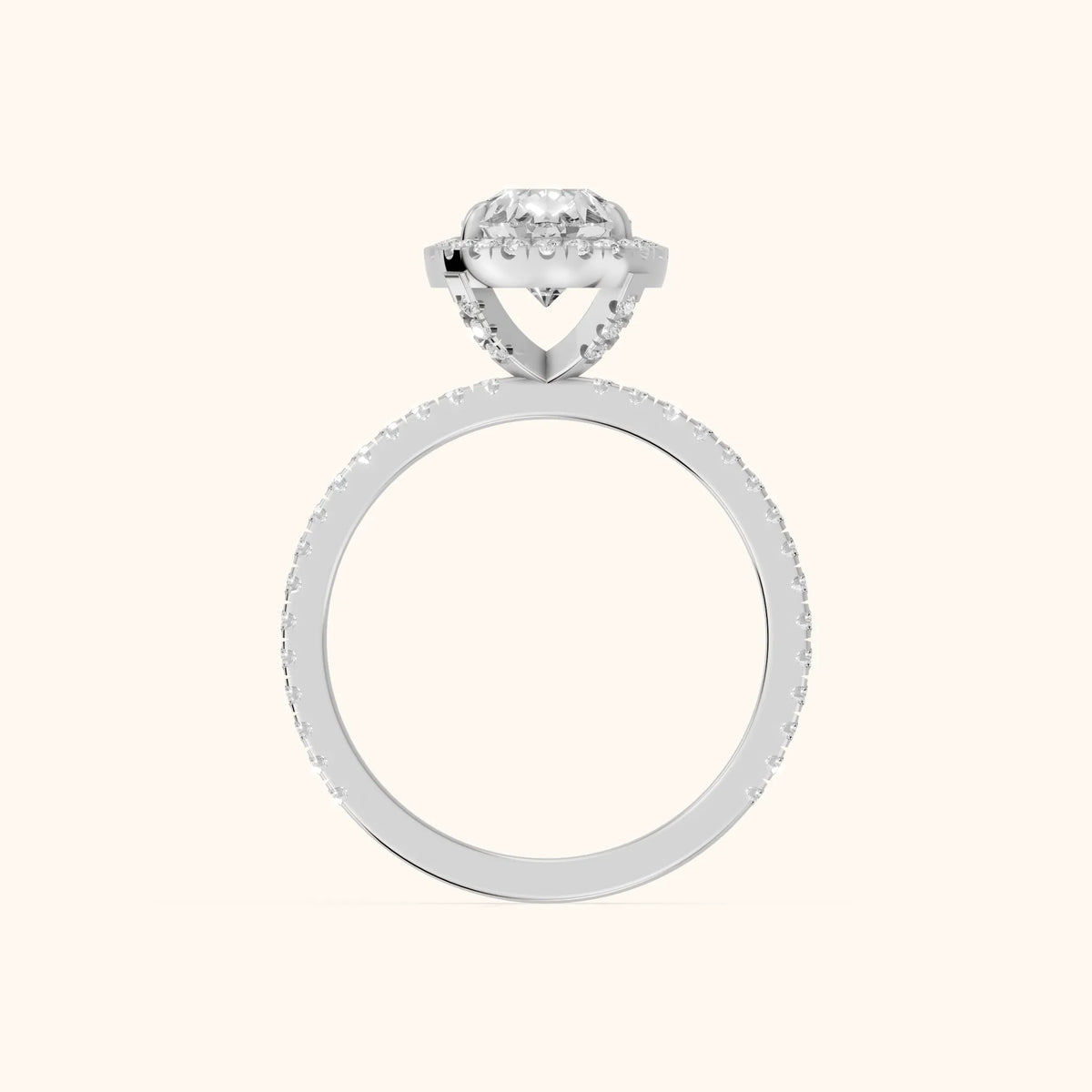 Rosemary Halo Pavé Pear Diamond Engagement Ring in Platinum - FingerView.webp