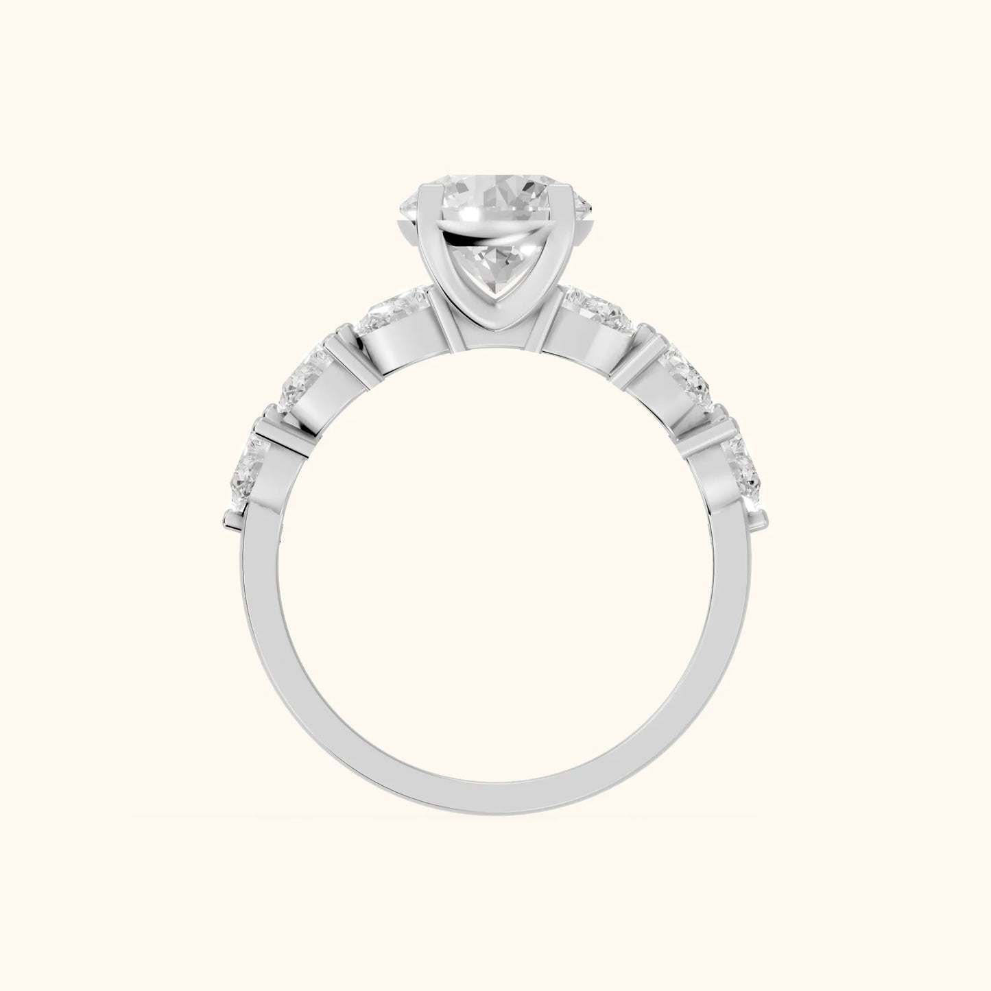 Iris Round Diamond Bridal Set in Silver - FingerView
