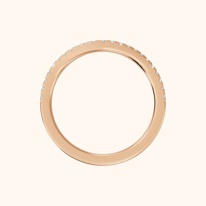 Nila Curved Round Diamond Stackable Ring in Rose Gold - FingerView