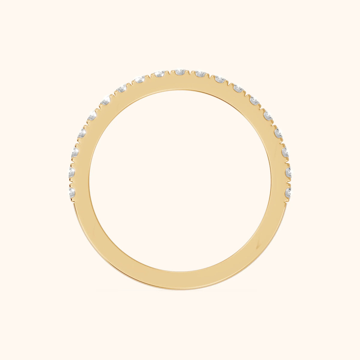 Lisette Pavé Round Diamond Half Eternity Band in Yellow Gold - FingerView