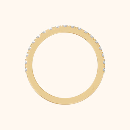 Lisette Pavé Round Diamond Half Eternity Band in Yellow Gold - FingerView
