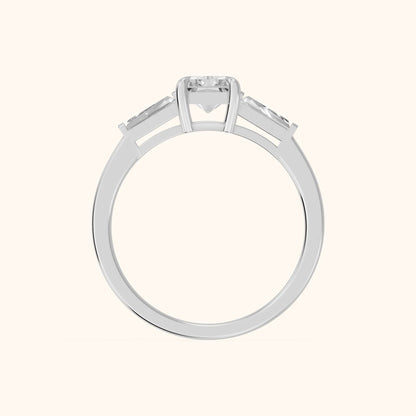 Winnie Three-Stone Radiant Diamond Engagement Ring in Platinum - FingerView.webp