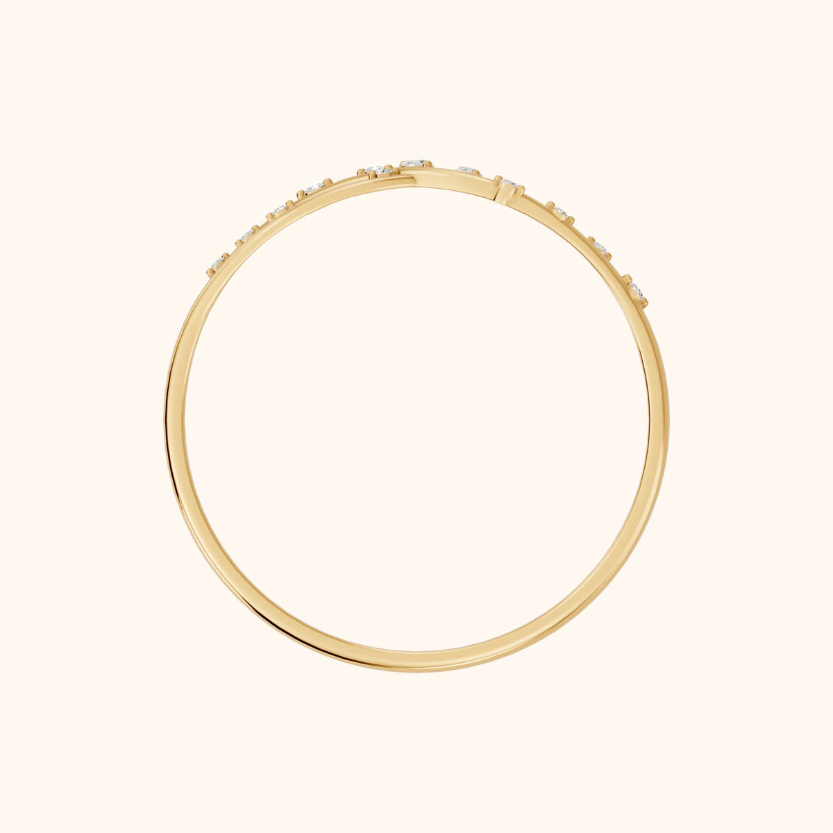 Amelia Bypass Round Diamond Stackable Ring in Yellow Gold - FingerView