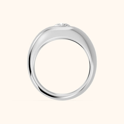 Noelle Bezel Round Diamond Wedding Band in Platinum - FingerView
