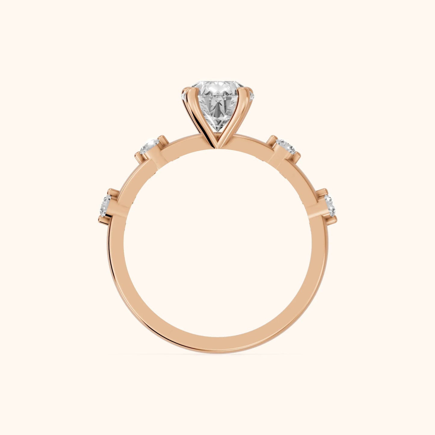 Elena Radiance Solitaire Pear Diamond Engagement Ring in Rose Gold - FingerView