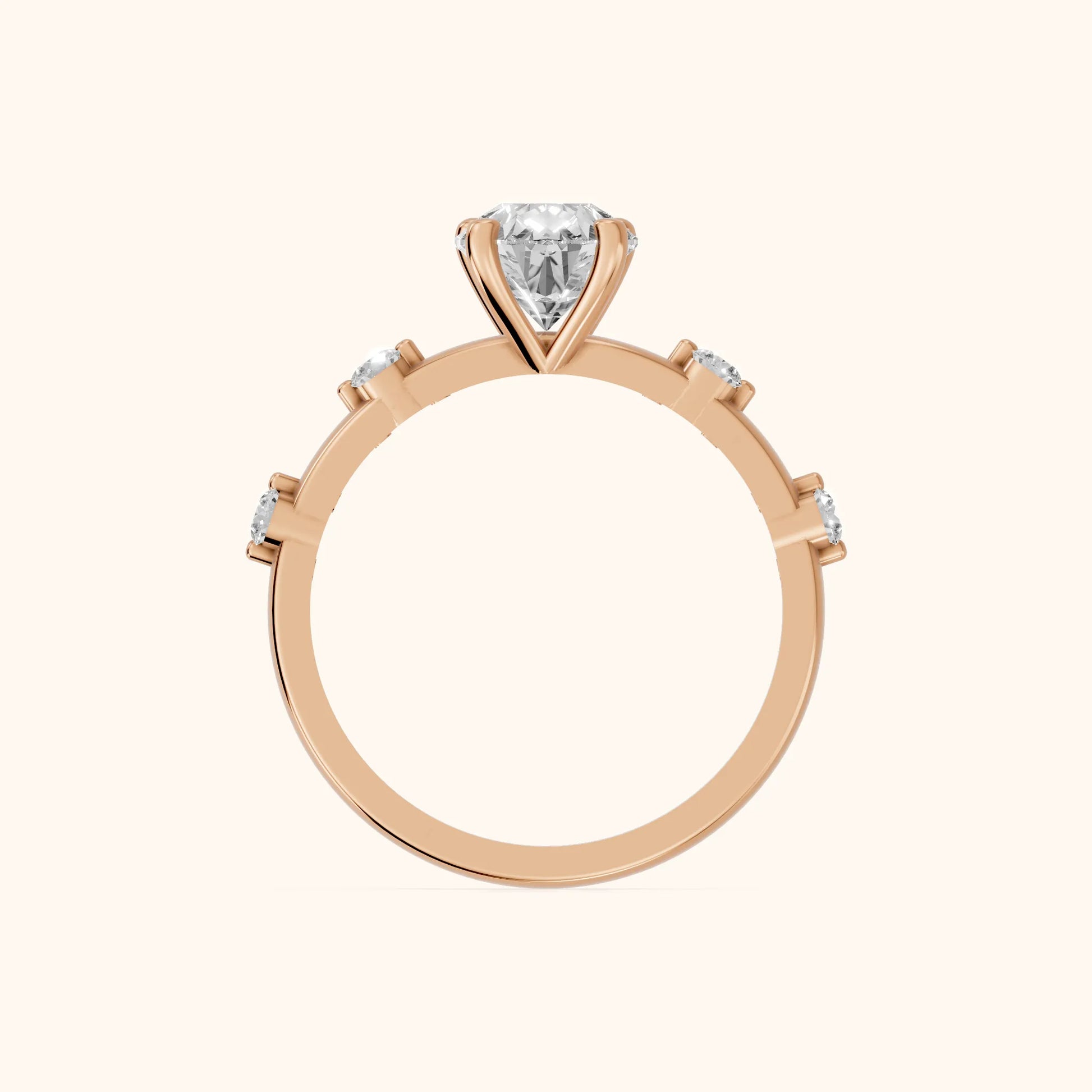 Elena Radiance Solitaire Pear Diamond Engagement Ring in Rose Gold - FingerView