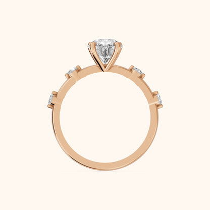 Elena Radiance Solitaire Pear Diamond Engagement Ring in Rose Gold - FingerView