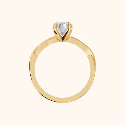 Iris Twist Oval Diamond Engagement Ring in Yellow Gold - FingerView