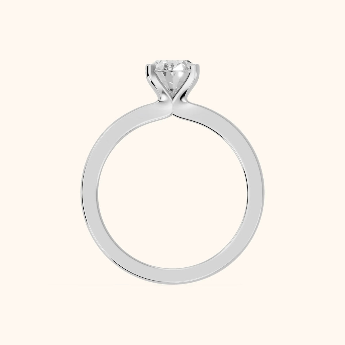 Matilda Cathedral Solitaire Oval Diamond Engagement Ring in Platinum - FingerView.webp