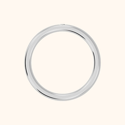Hana Comfort Fit Bezel Round Diamond Wedding Band in White Gold - FingerView