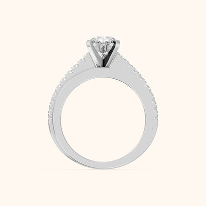Edith Criss Cross Pavé Pear Diamond Engagement Ring in Silver - FingerView.webp
