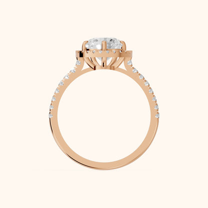 Mabel Halo French Pavé Round Diamond Engagement Ring in Rose Gold - FingerView.webp