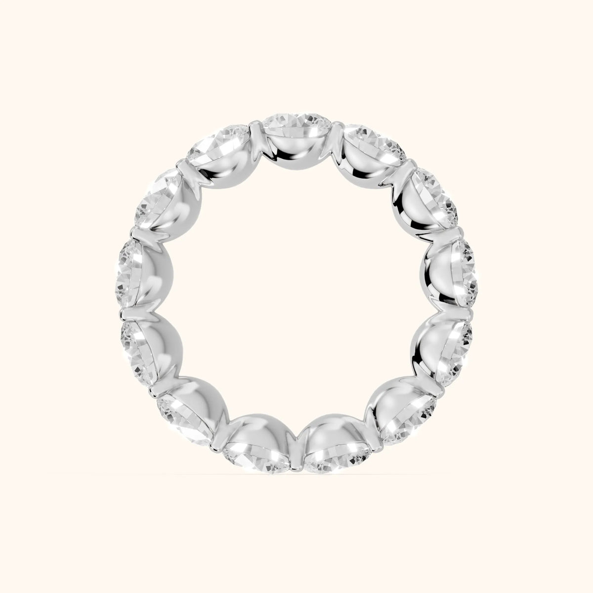 Aditi Claw Prong Round Diamond Eternity Band in Silver - FingerView