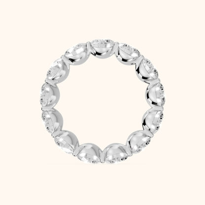 Aditi Claw Prong Round Diamond Eternity Band in Silver - FingerView