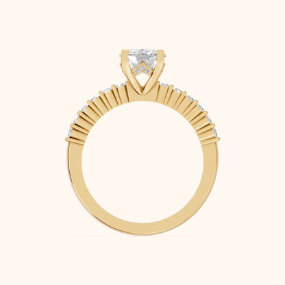 Honor Sidestone Cushion Diamond Engagement Ring in Yellow Gold - FingerView.webp