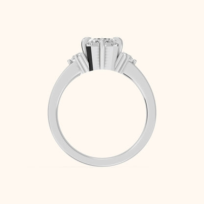 Josie Sidestone Emerald Diamond Engagement Ring in Platinum - FingerView.webp