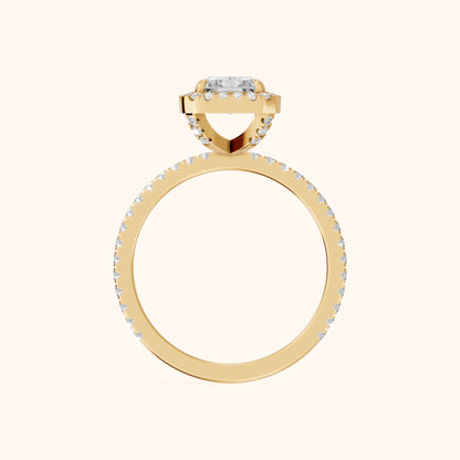Rosemary Halo Pavé Radiant Diamond Engagement Ring in Yellow Gold - FingerView.webp