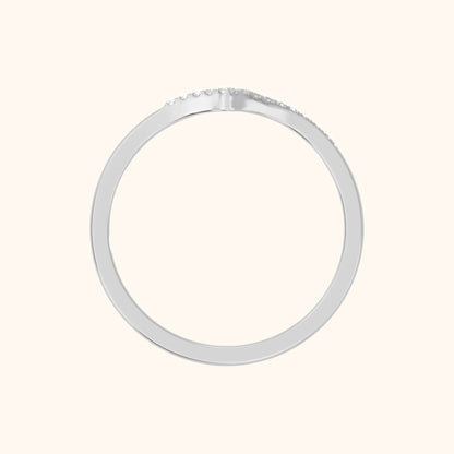 Noemi Contour Round & Baguette Diamond Stackable Ring in White Gold - FingerView