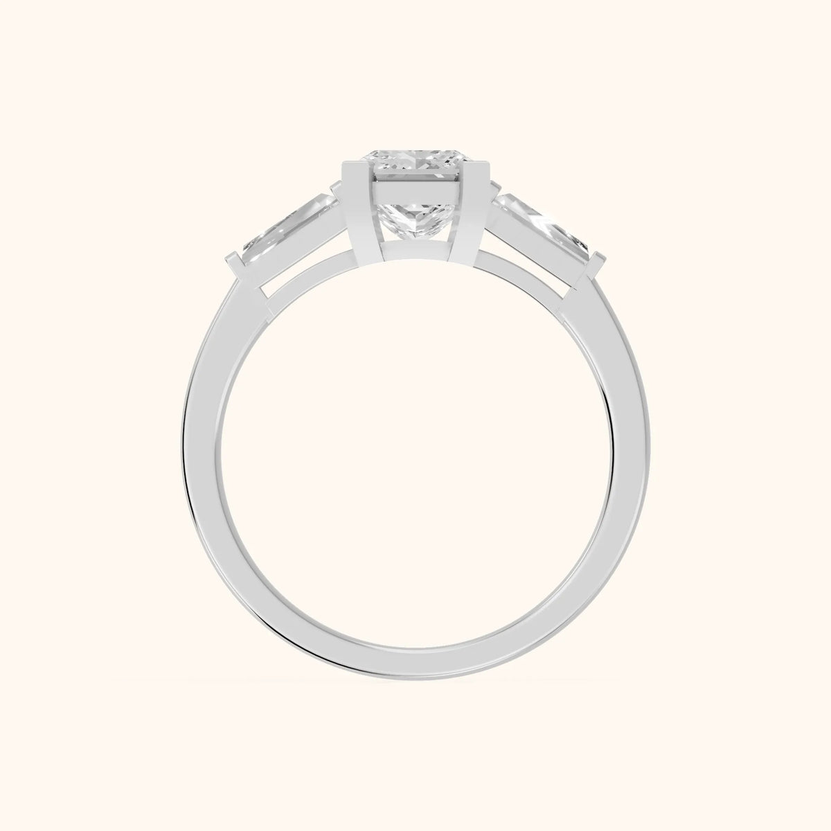 Winnie Three-Stone Princess Diamond Engagement Ring in Platinum - FingerView.webp