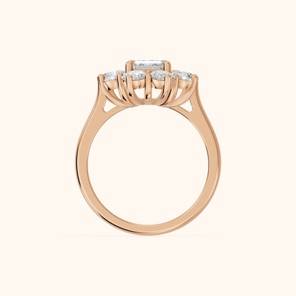 Phoebe Cluster Emerald Diamond Engagement Ring in Rose Gold - FingerView.webp