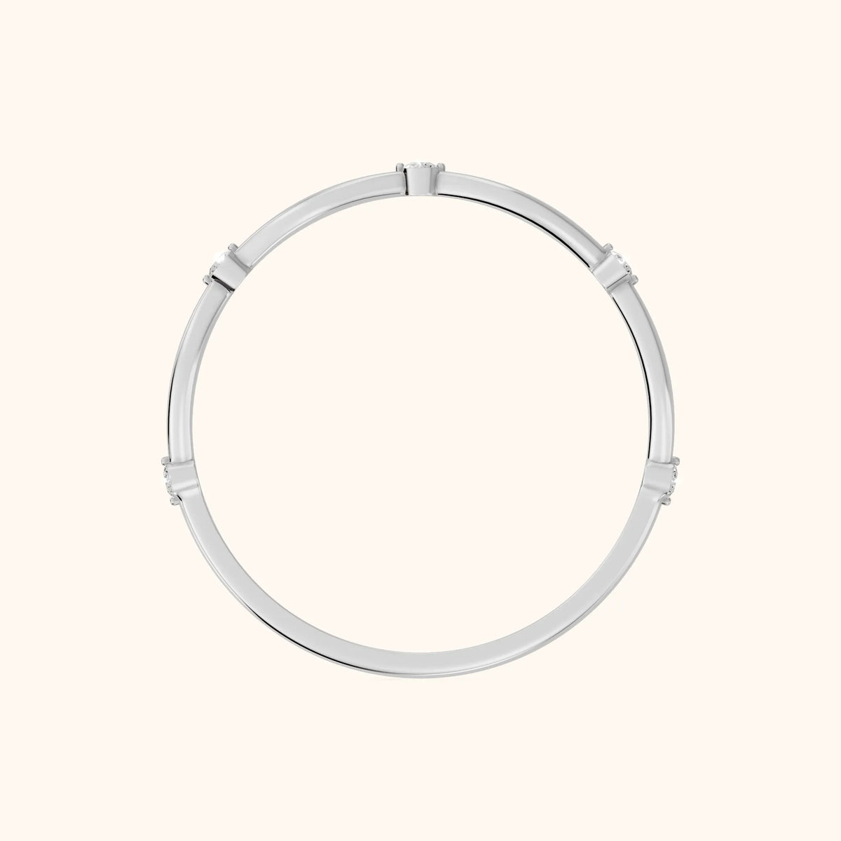 Ishani Petite Twist Round Diamond Wedding Band in Platinum - FingerView