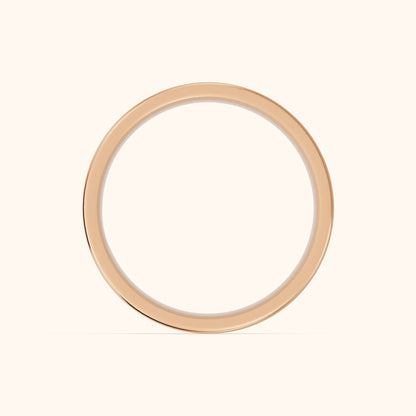 Sahana Hammered Step Edge Wedding Band in Rose Gold - FingerView