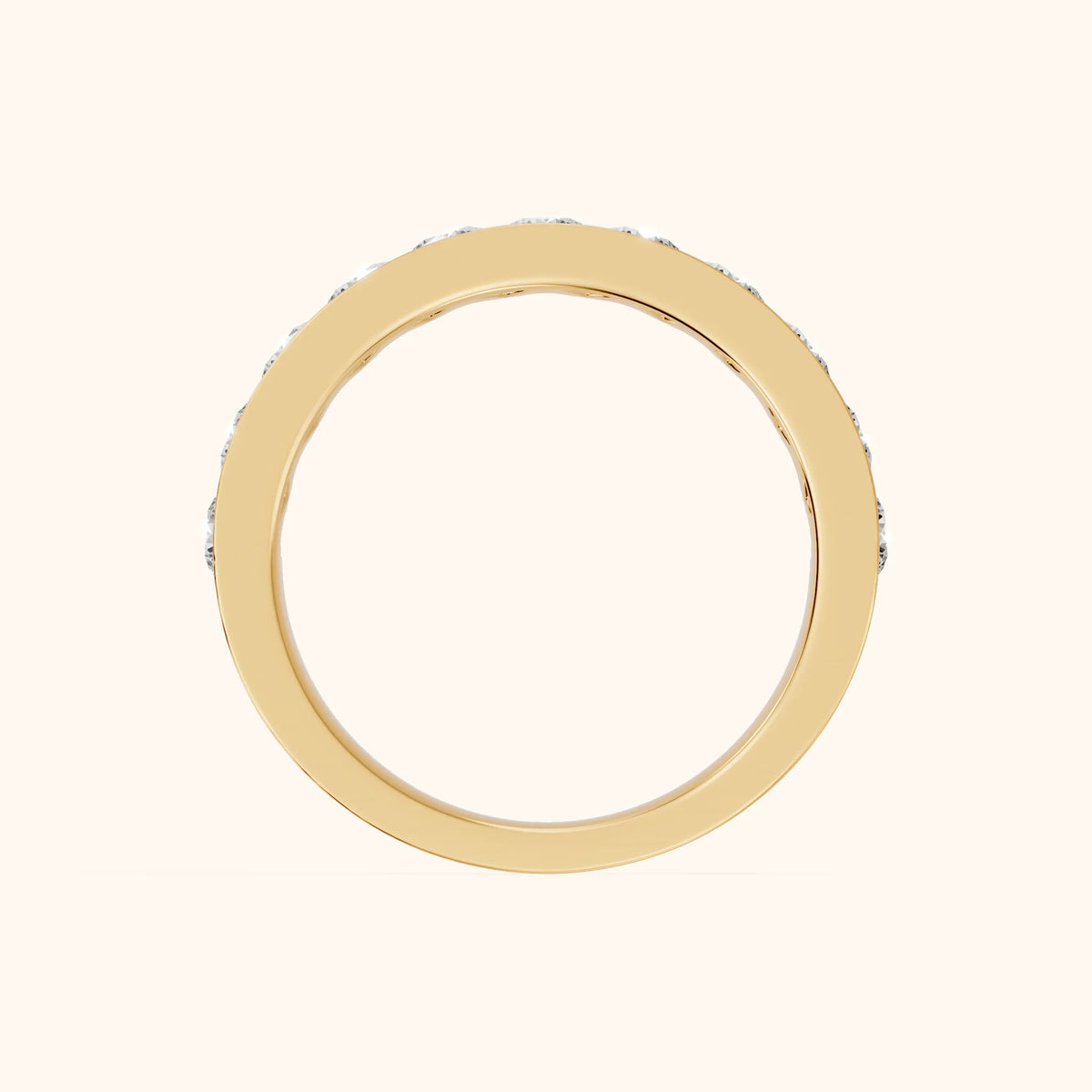 Oriana Channel Set Round Diamond Half Eternity Band in Yellow Gold - FingerView