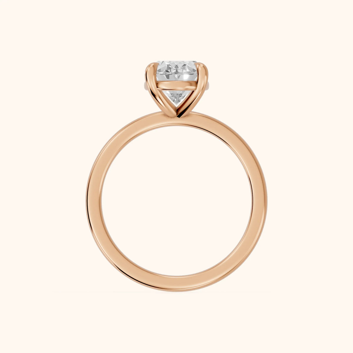 Rowan Basket Solitaire Oval Diamond Engagement Ring in Rose Gold - FingerView.webp