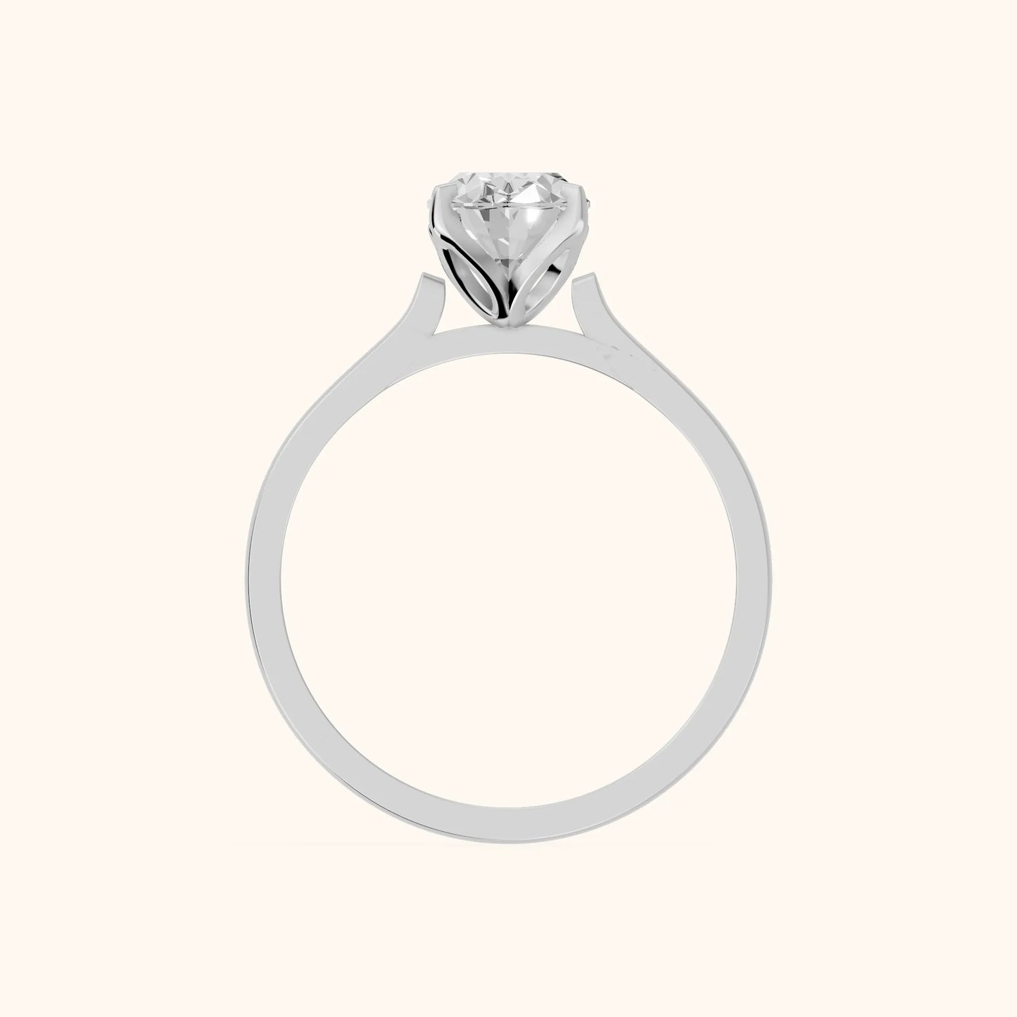 Isabella Bloom Solitaire Oval Diamond Engagement Ring in Silver - FingerView