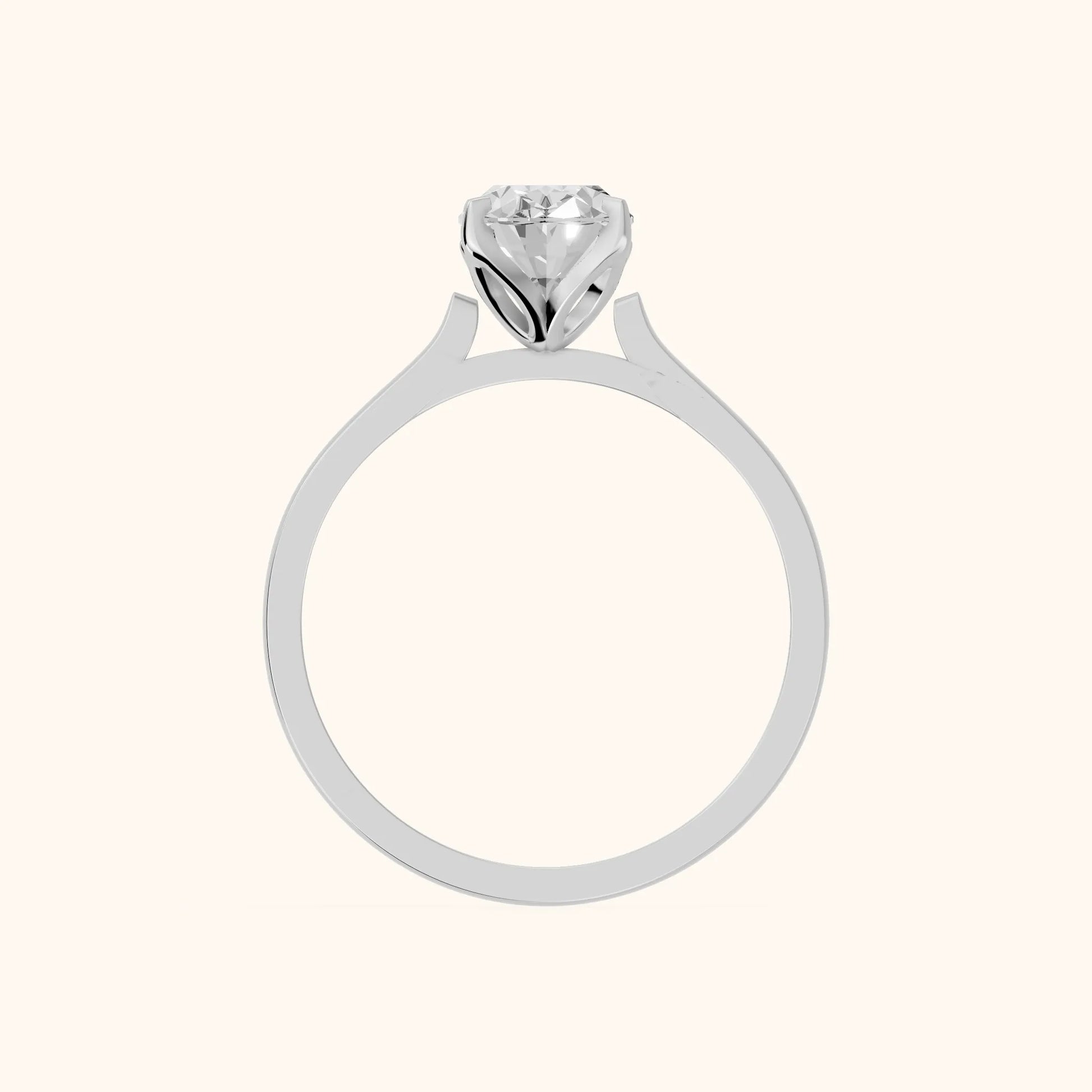 Isabella Bloom Solitaire Oval Diamond Engagement Ring in Silver - FingerView