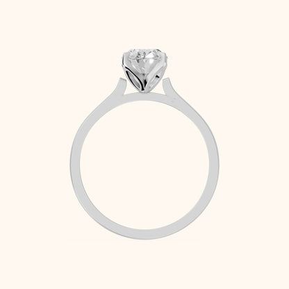Isabella Bloom Solitaire Oval Diamond Engagement Ring in Silver - FingerView