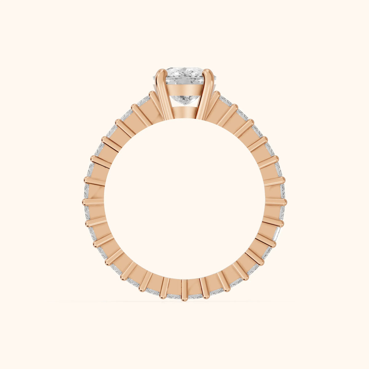 Mallory Shared Prong Cushion Diamond Engagement Ring in Rose Gold - FingerView.webp