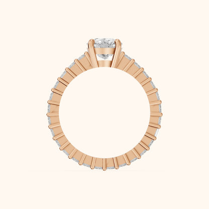 Mallory Shared Prong Cushion Diamond Engagement Ring in Rose Gold - FingerView.webp