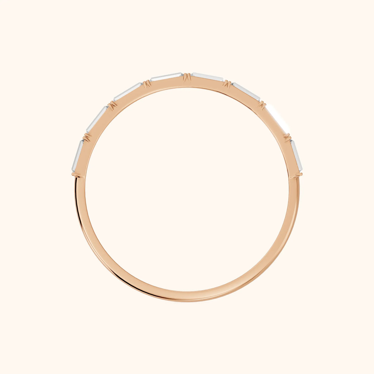 Gaia Bar Set Baguette Diamond Half Eternity Band in Rose Gold - FingerView