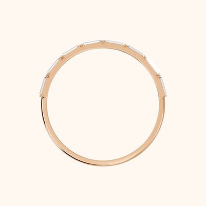 Gaia Bar Set Baguette Diamond Half Eternity Band in Rose Gold - FingerView
