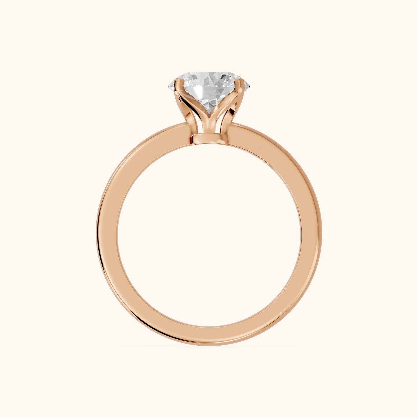 Flora Guardian Solitaire Round Diamond Engagement Ring in Rose Gold - FingerView