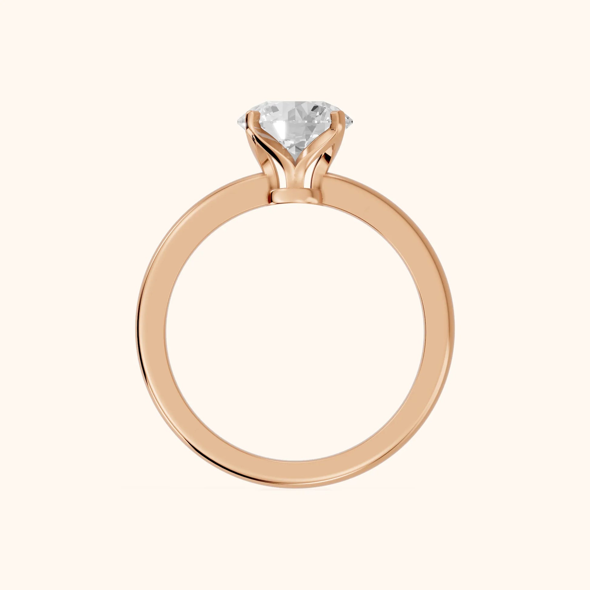 Flora Guardian Solitaire Round Diamond Engagement Ring in Rose Gold - FingerView