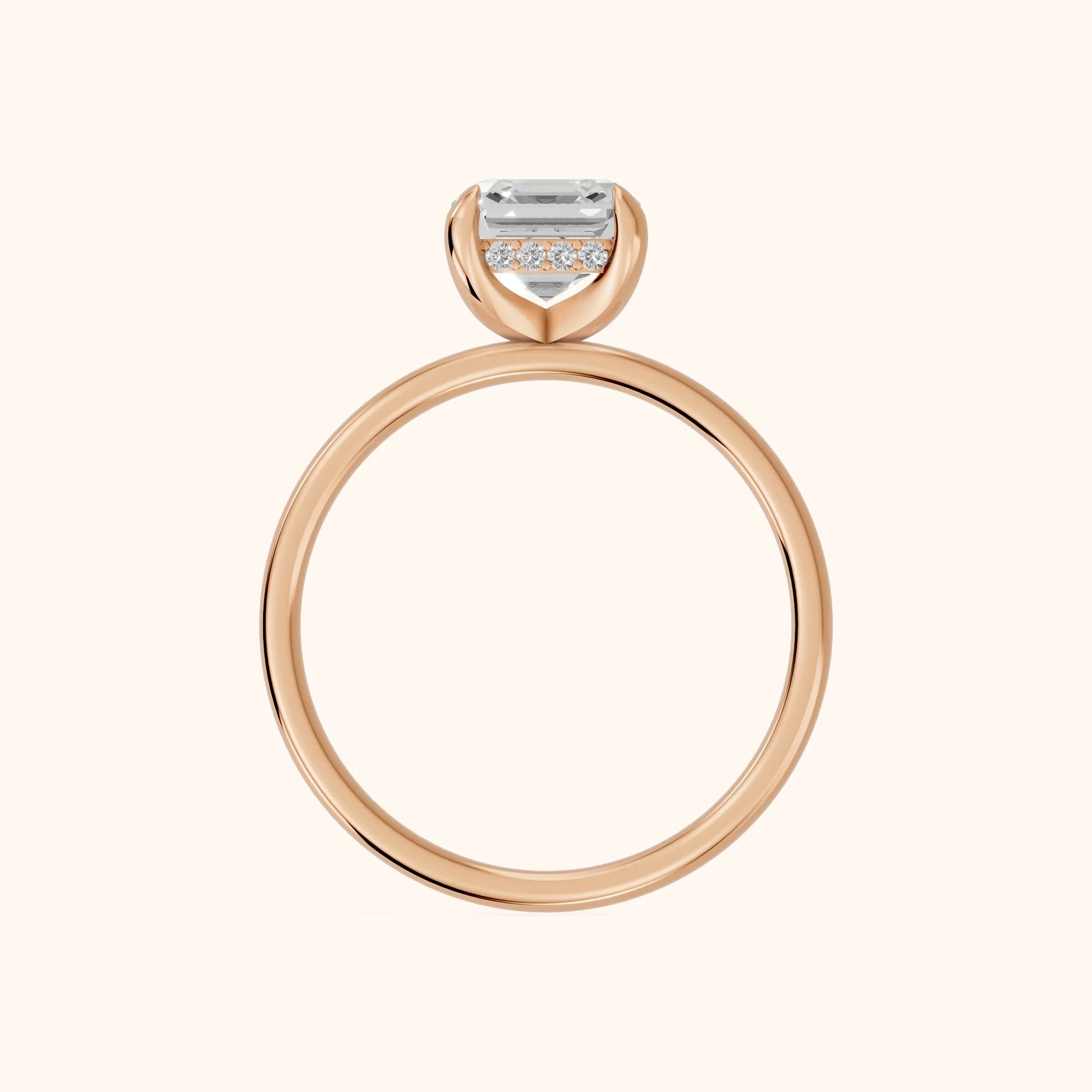 Charlotte Charm Solitaire Asscher Diamond Engagement Ring in Rose Gold - FingerView