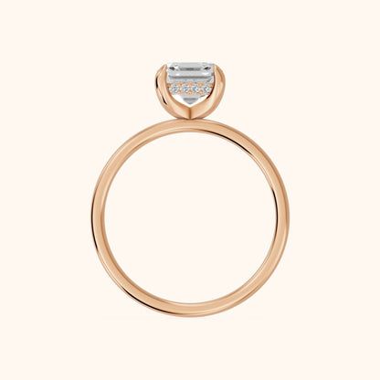 Charlotte Charm Solitaire Asscher Diamond Engagement Ring in Rose Gold - FingerView