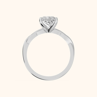 Iris Twist Princess Diamond Engagement Ring in Platinum - FingerView