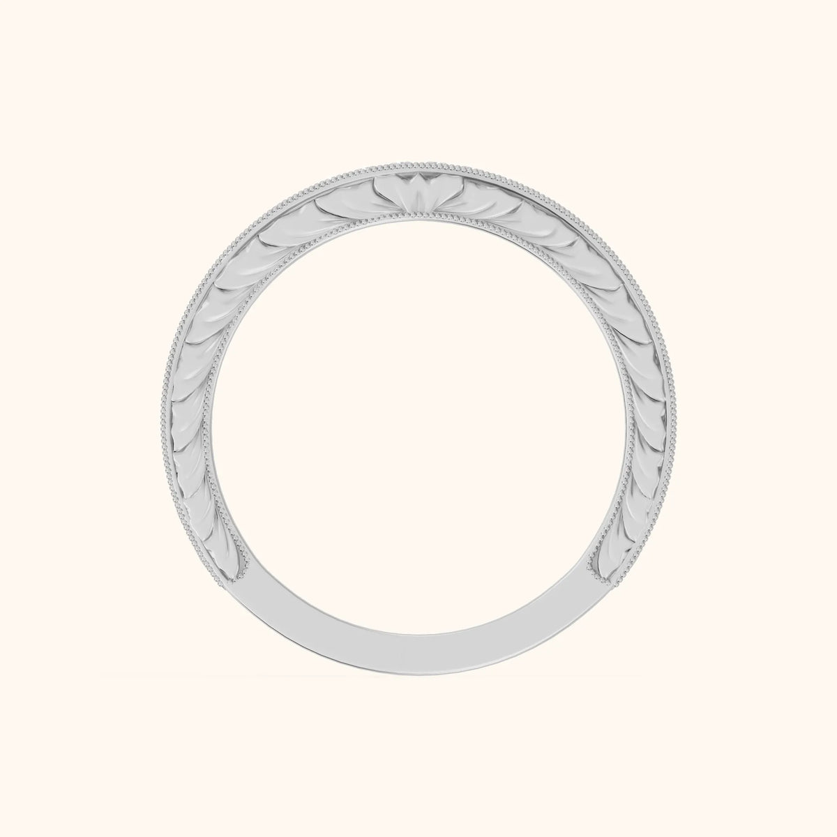 Odette Vintage Milgrain Round Diamond Half Eternity Band in Silver - FingerView