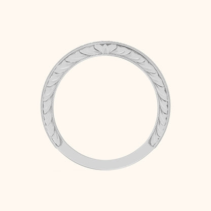 Odette Vintage Milgrain Round Diamond Half Eternity Band in Silver - FingerView