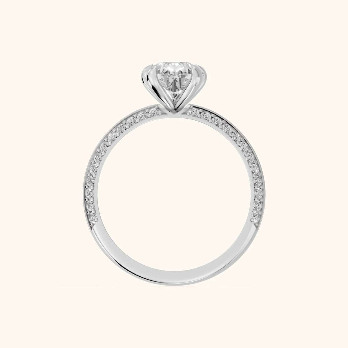 Meredith Knife Edge Pavé Pear Diamond Engagement Ring in Silver - FingerView.webp