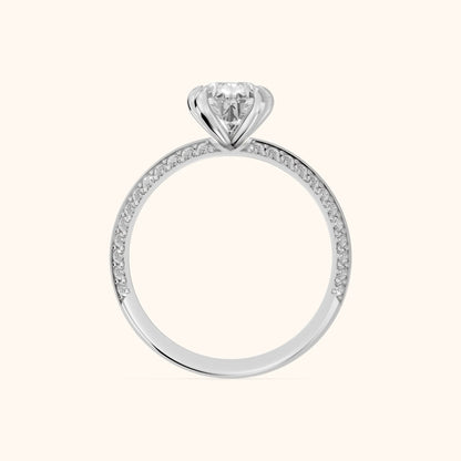 Meredith Knife Edge Pavé Pear Diamond Engagement Ring in Silver - FingerView.webp