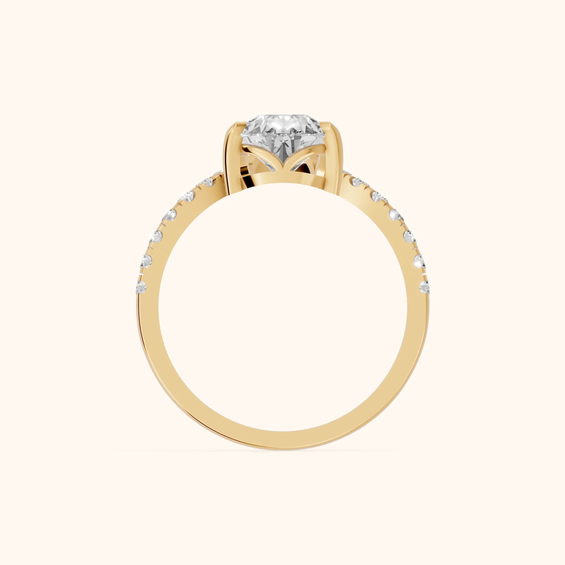 Isabella Legacy Side Stone Pear Diamond Engagement Ring in Yellow Gold - FingerView