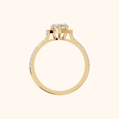 Mabel Halo French Pavé Marquise Diamond Engagement Ring in Yellow Gold - FingerView.webp