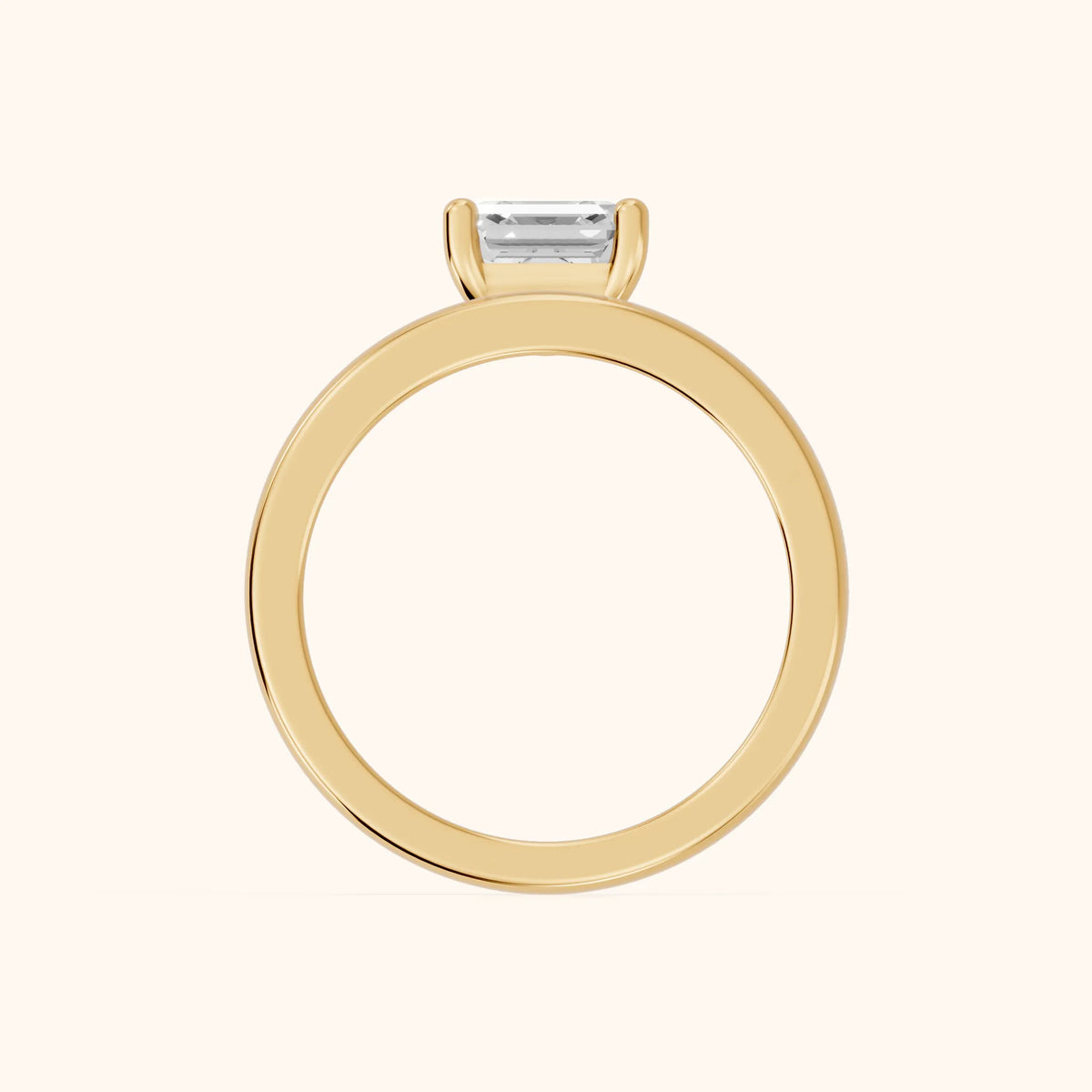 Maisie Four Prong Solitaire Asscher Diamond Engagement Ring in Yellow Gold - FingerView.webp