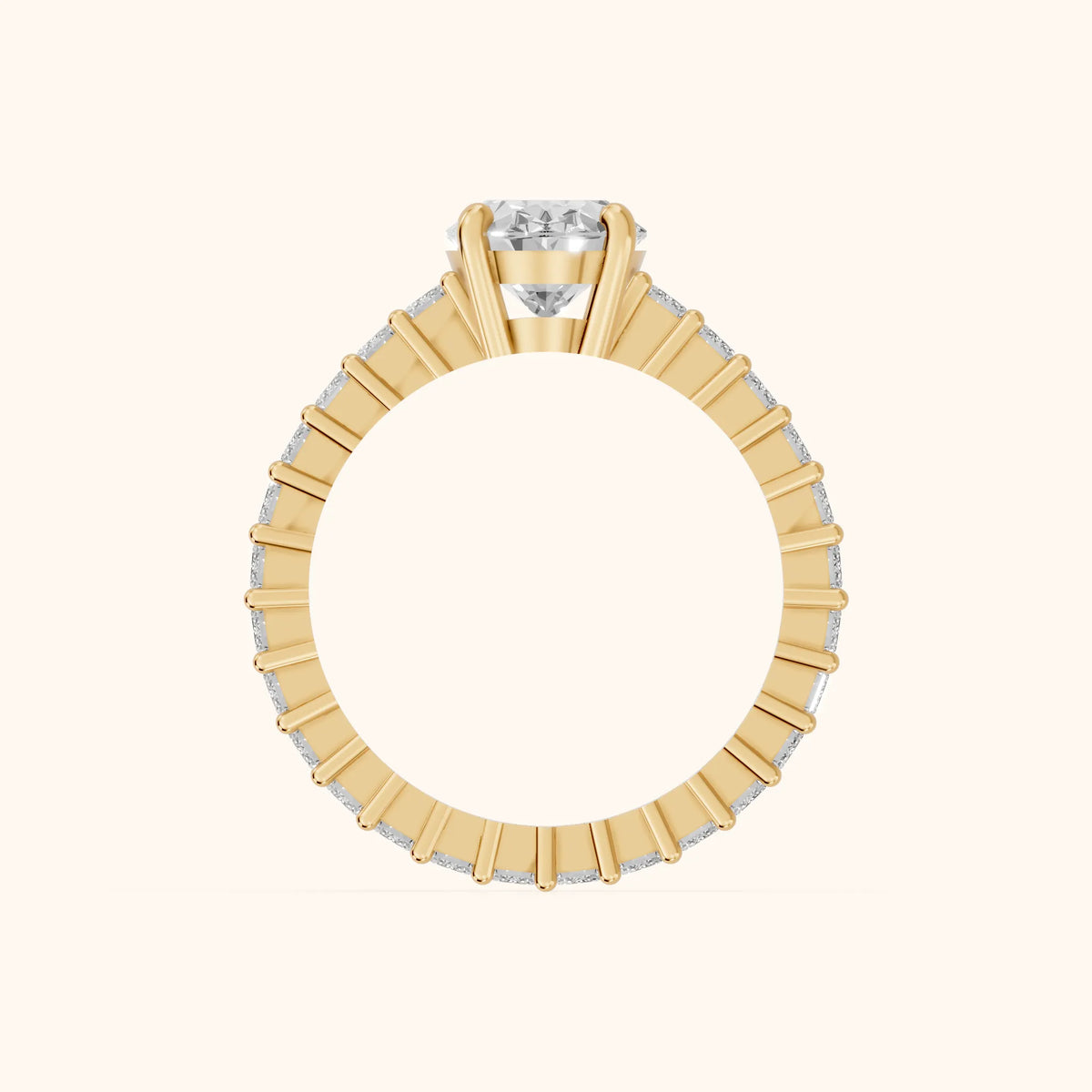 Mallory Shared Prong Oval Diamond Engagement Ring in Yellow Gold - FingerView.webp