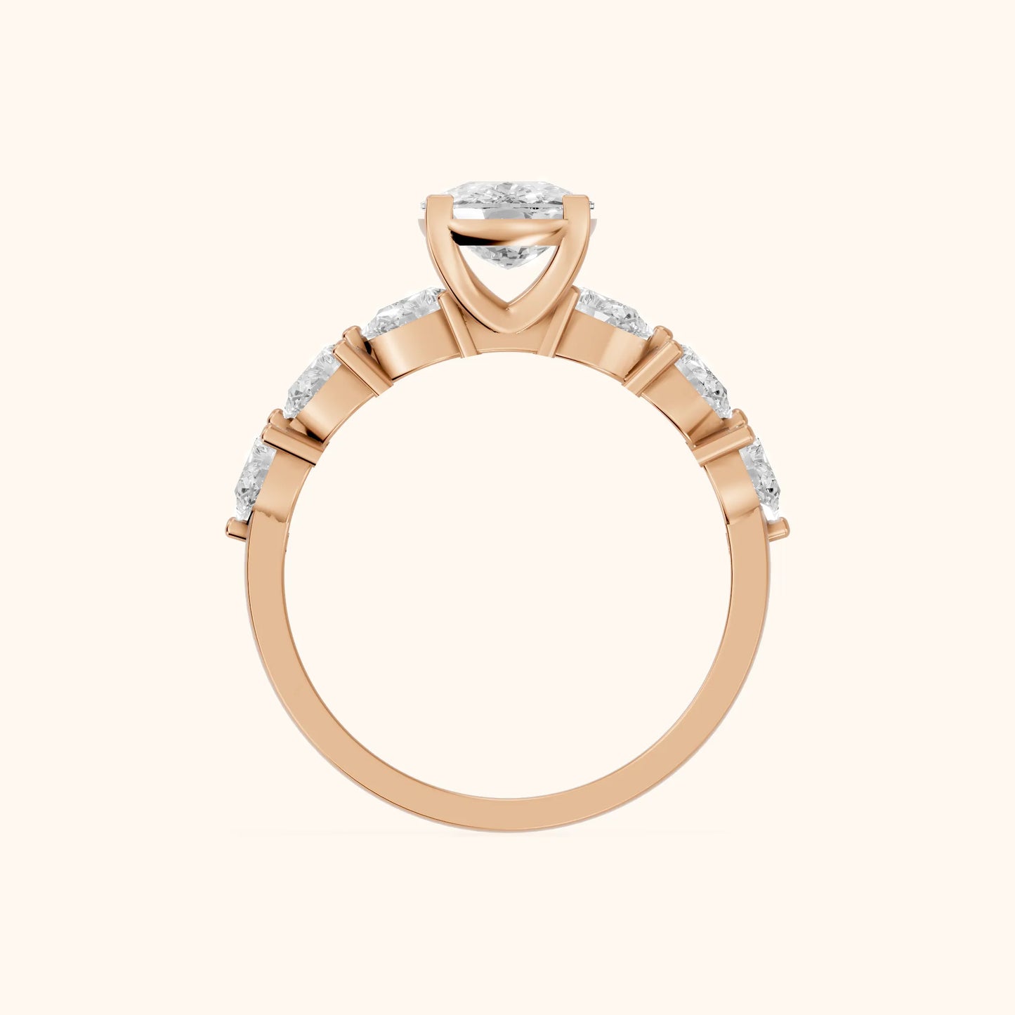 Iris Cushion Diamond Bridal Set in Rose Gold - FingerView